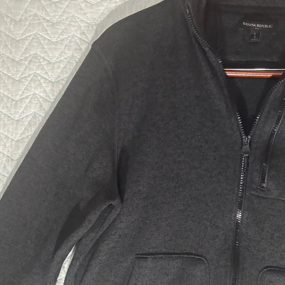 Banana Republic Men's Black Zip-Up Knit Jacket
